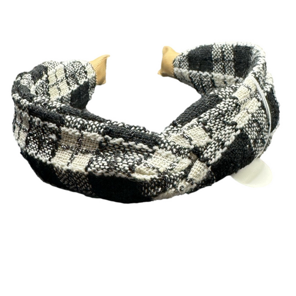 Fall Knit Plaid Twist Headband - Black - NWT - Picture 5 of 5